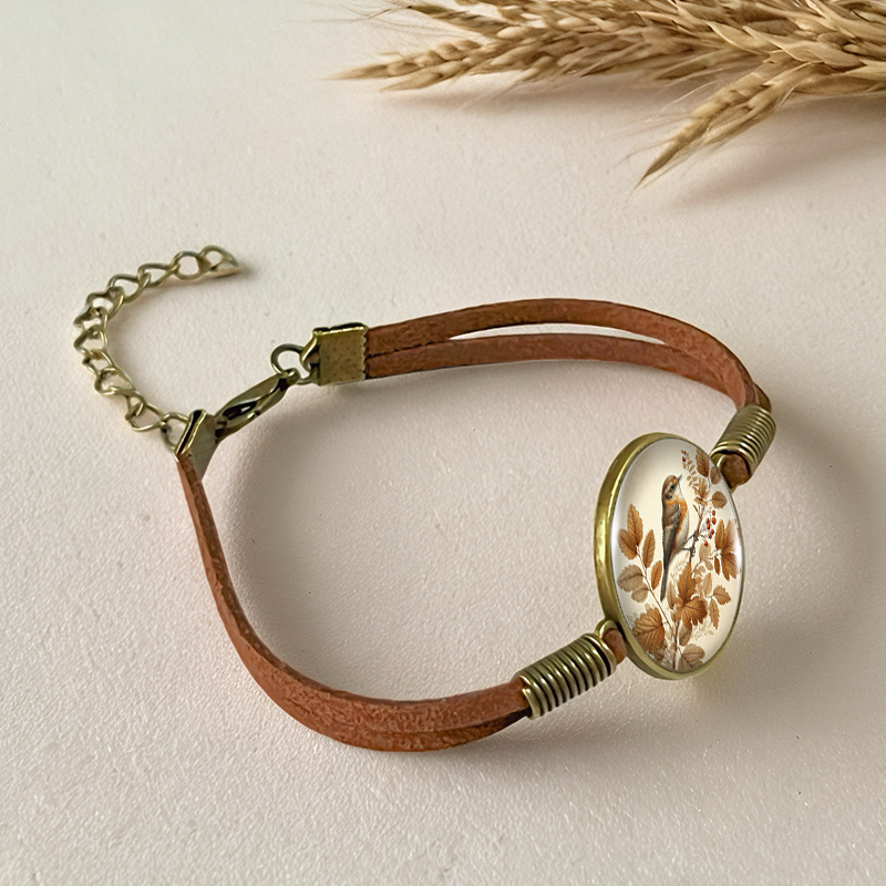 Men's Brown Leather Branch Sparrow Bracelet, Fashionable